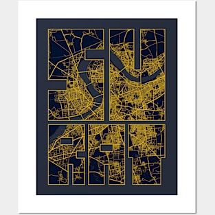 Surat, Gujarat, India City Map Typography - Gold Art Deco Posters and Art